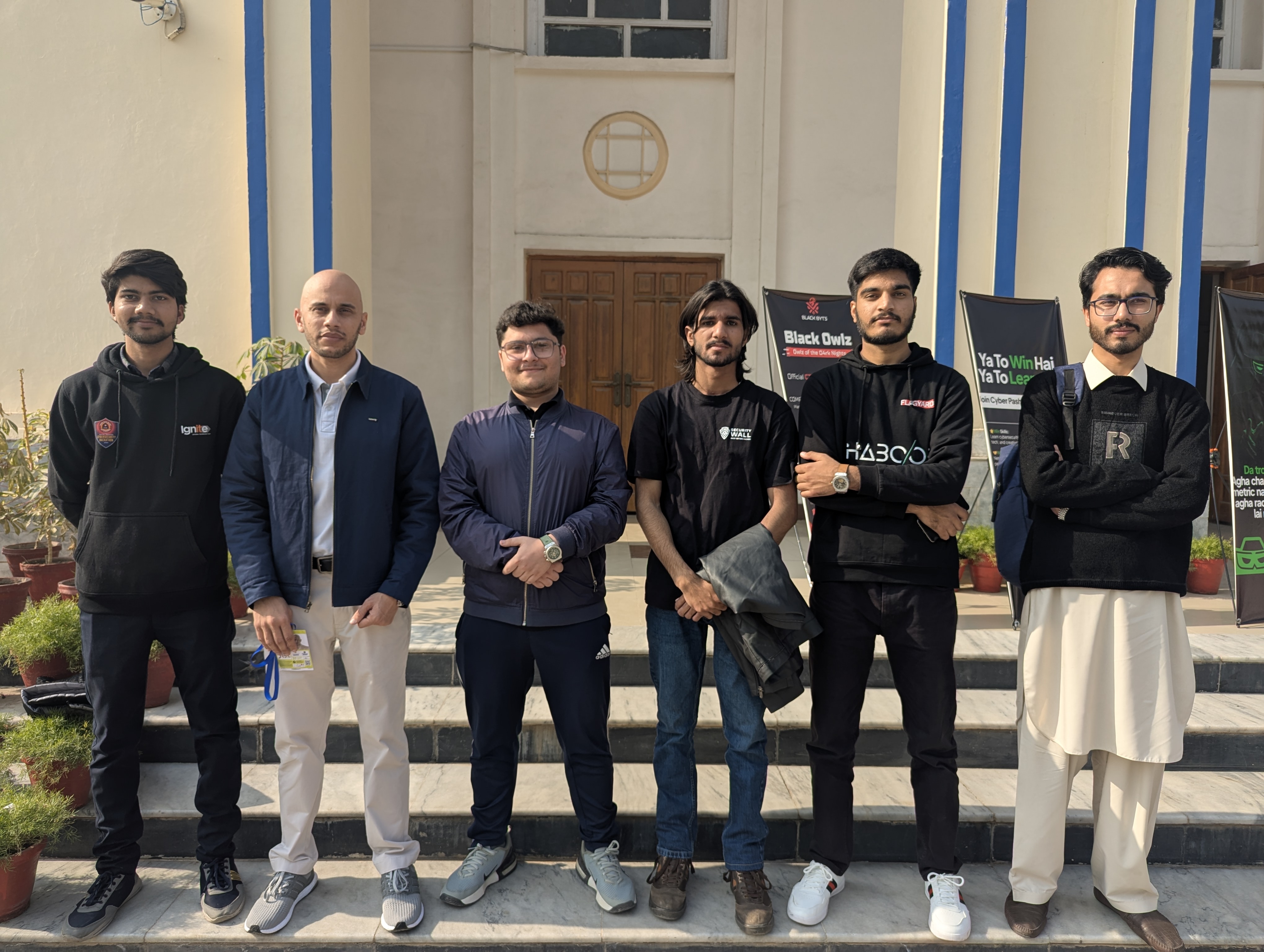 Assembly crew gathered outside the venue after an edition